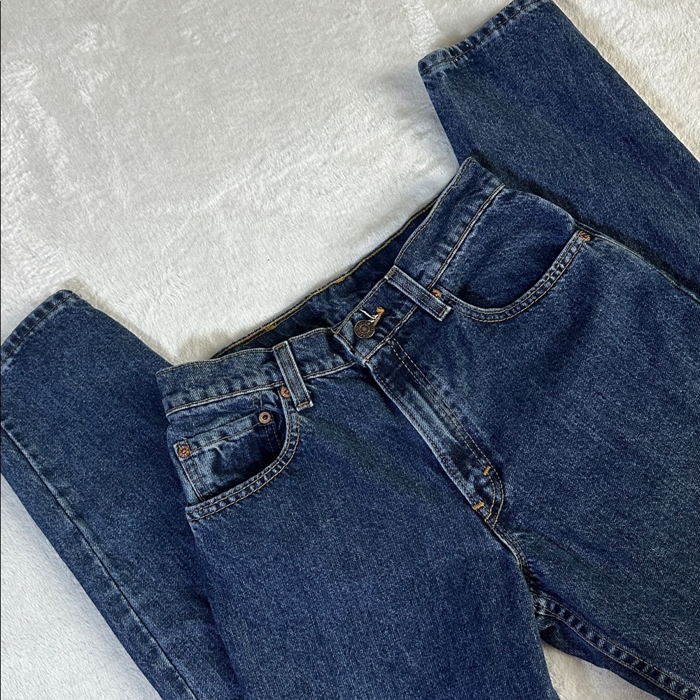Vtg 90s Levis 550 Womens Tapered Straight Skinny‎ Classic Blue Denim Jeans 7 USA